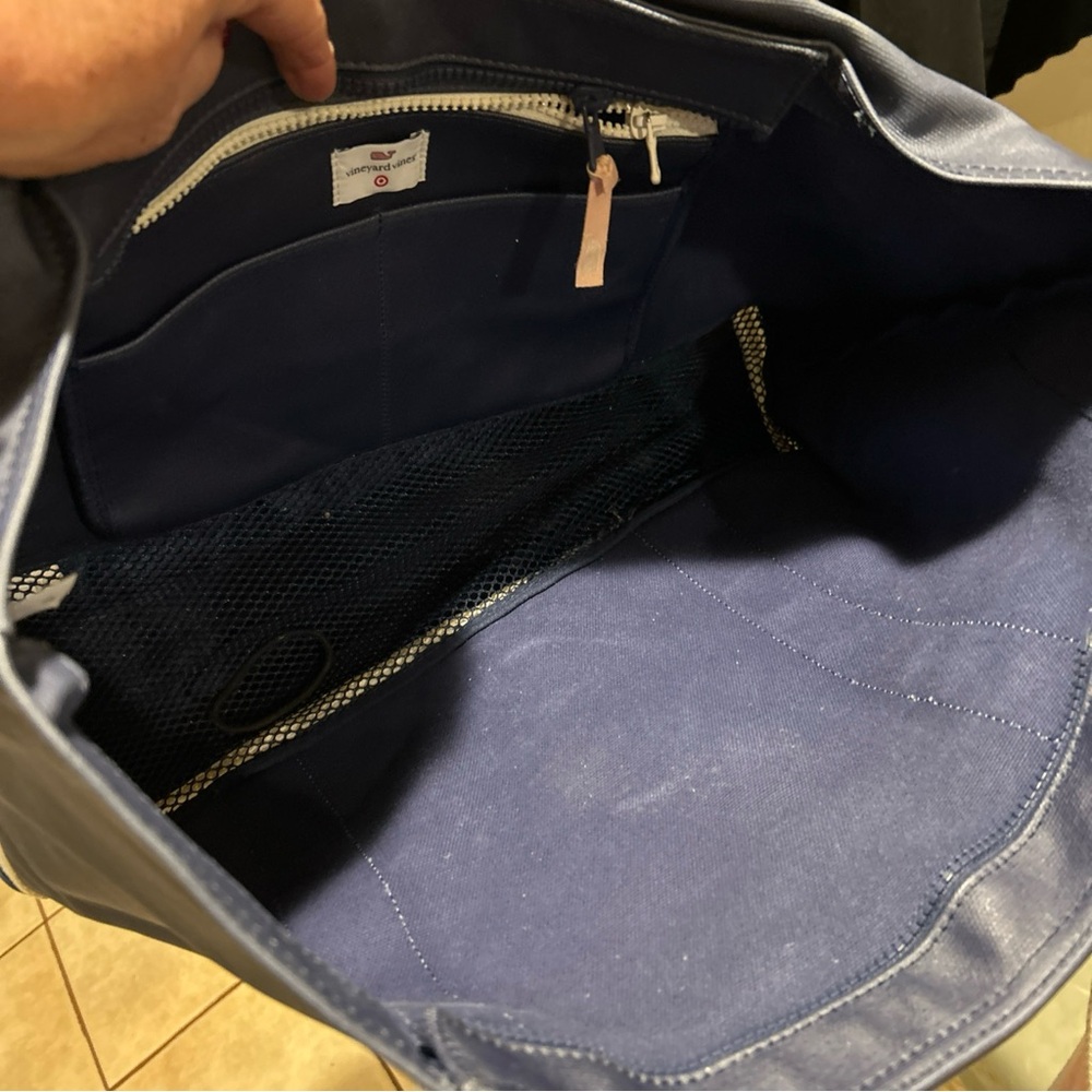 Vineyard Vines for Target Whale Line Beach Picnic Bag large Tote navy Blue pink - Picture 8 of 11